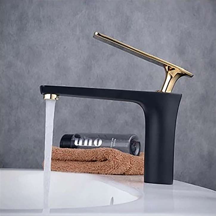 Fontana Modena Hot and Cold Mixer Matte Black Bathroom Sink Faucet