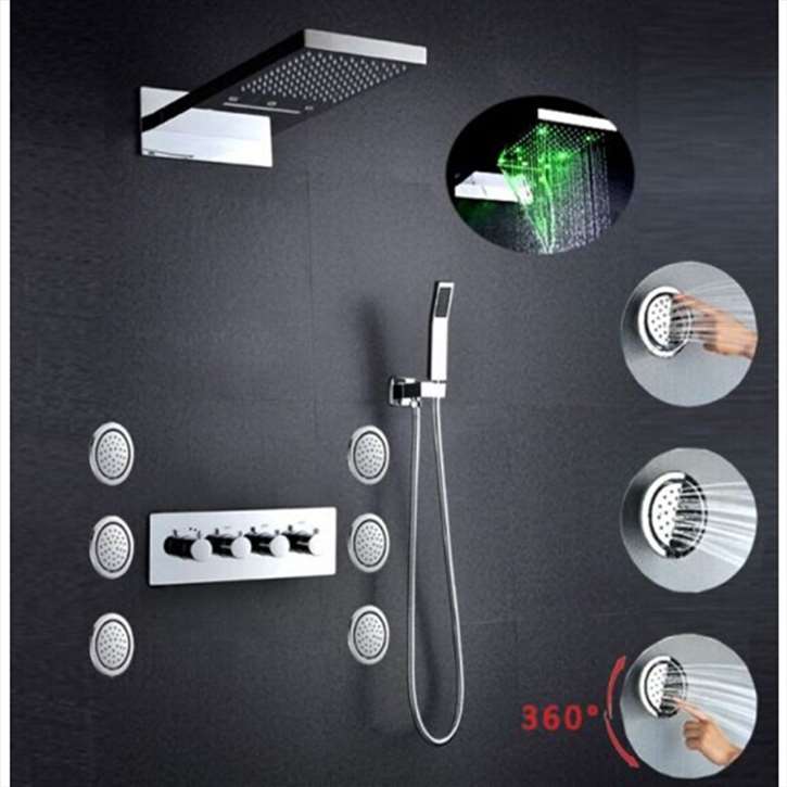 Lecce Luxury Shower System with 6 Round Body Massage Jets