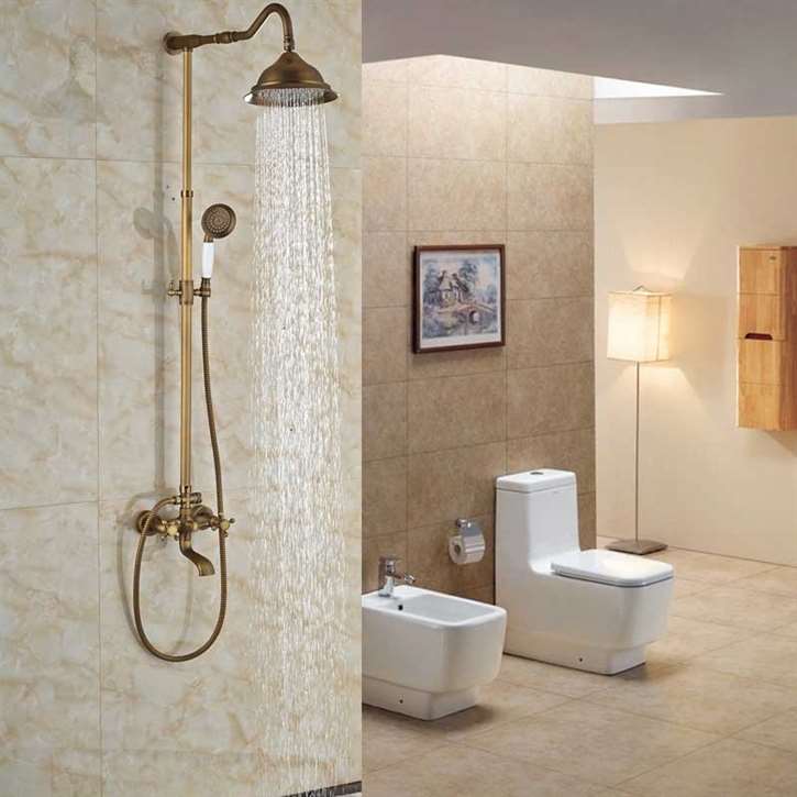 Fontana Milan 8" Antique Brass Rainfall Shower Set B