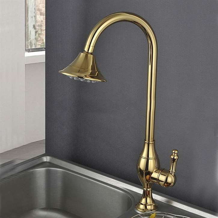 Fontana Milan 100% Solid Brass Gold Finish Kitchen Sink Faucet