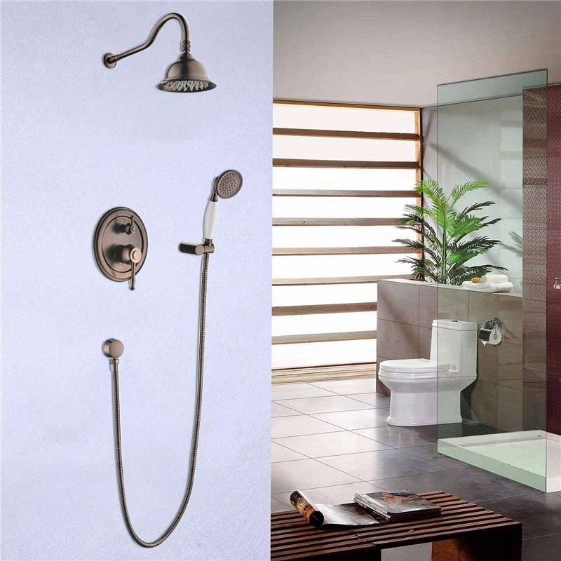 Classic Design Recessed LED Shower System | Cascada Showers Antique Brass