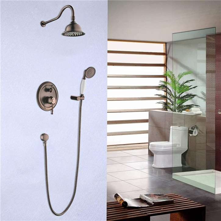 Fontana Napoli 8" Antique Brass Finish Rain Bath Shower Set