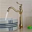 Fontana Milan Single Hole Tall Shiny Gold Bathroom Sink Faucet