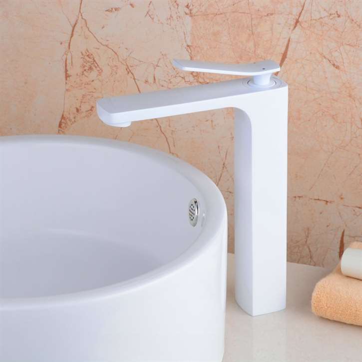 Denver 12" Contemporary White Bathroom Sink Faucet