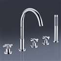 Fontana Lima Solid Brass Chrome Finish 5 Pieces Bathtub Faucet Set