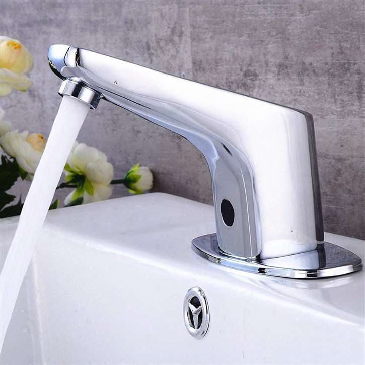 Naples Chrome Deck Mount Automatic Sensor Touchless Bathroom Faucet