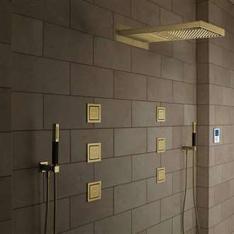 Contemporary Gold Finish Led Shower Head