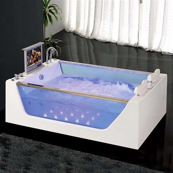 Atlanta Rectangular Whirlpool Spa Massage Bathtub with LCD TV