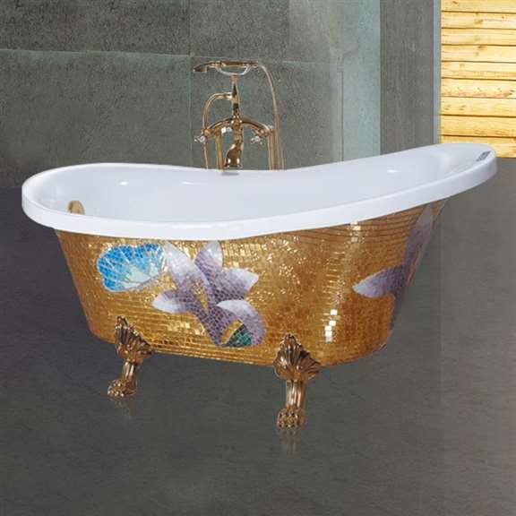 Reno Gold Clawfoot Freestanding Indoor Soaking Bathtub