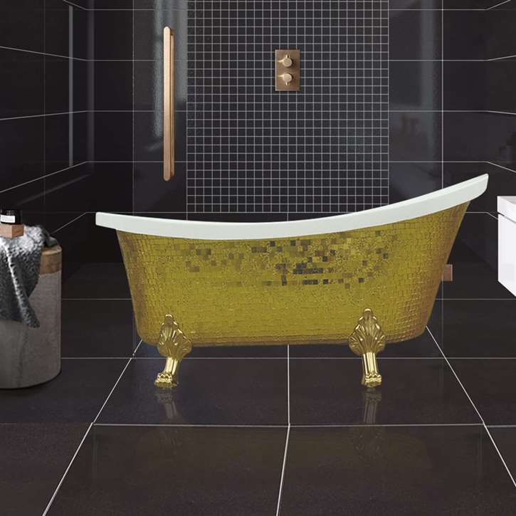 Verona Small Indoor Soaking Mosaic Clawfoot Acrylic Bathtub