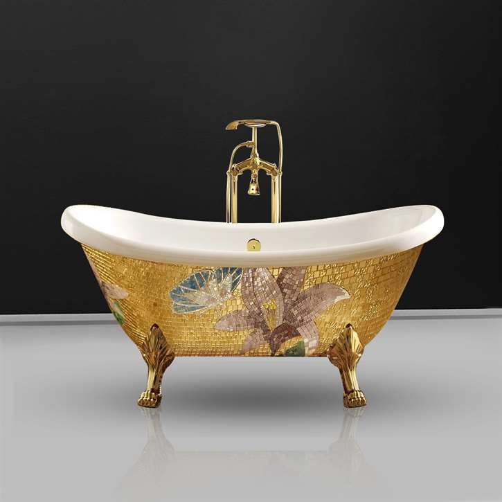 Atlanta Deep Clawfoot Freestanding Golden Acrylic Bathtub