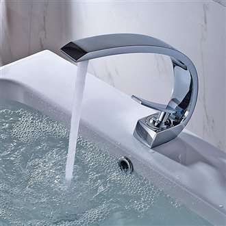 Geneva Chrome Finish Waterfall Bathroom Sink Faucet