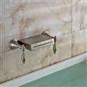 Brushed Nickel LED Color Changing Dual Long Handle Bathtub Faucet