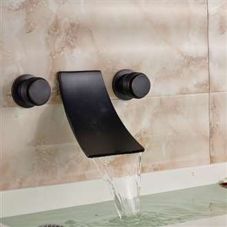 Retro Dark Oil Rubbed Bronze Dual Handle Wall Mount Sink Faucet