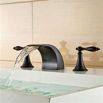 Long Dual Handle Bathroom Oil Rubbed Bronze Deck Mount Faucet