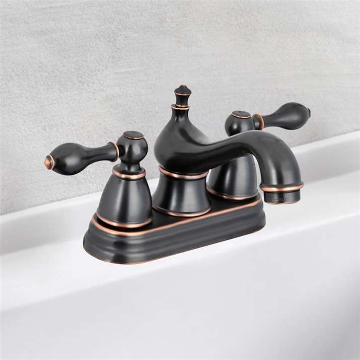 Oil Rubbed Bronze Commercial Bathroom Vanity Sink 4" Centerset Lavatory Faucet