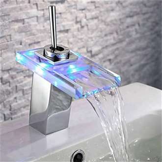 Fontana LED Color Changing Glass Bathroom Sink Faucet Single Lever