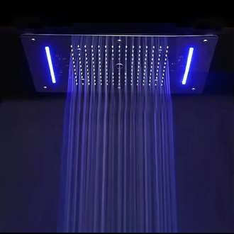 Recessed Color Changing Water Powered 28" x 16" Led Shower Head in Matte Black Finish