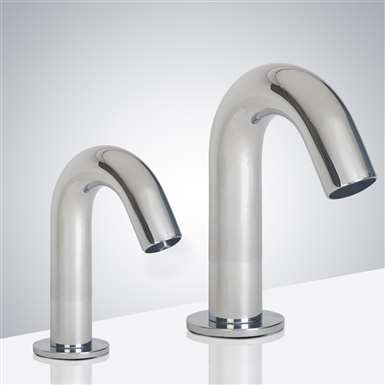 Fontana Reno Goose Neck Chrome Finish Dual Commercial Automatic Sensor Faucet And Soap Dispenser