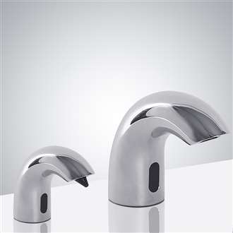 Fontana Chrome Finish Dual Automatic Commercial Sensor Faucet And Automatic Soap Dispenser
