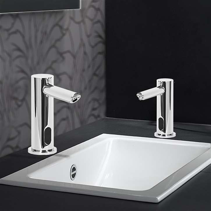Fontana Milan Chrome Finish Freestanding Dual Automatic Commercial Sensor Faucet And Soap Dispenser