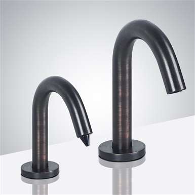 FontanaShowersÂ® Rio Goose Neck Dark Oil Rubbed Bronze Finish Dual Automatic Commercial Sensor Faucet And Soap Dispenser