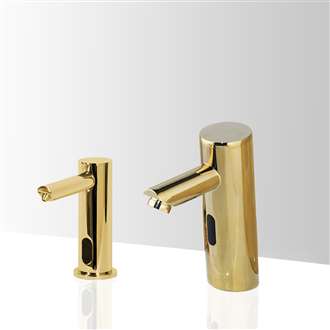 Fontana Commercial Gold Platinum Automatic Thermostatic Sensor Faucet & Automatic Soap Dispenser