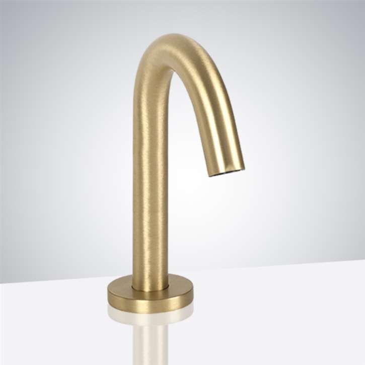 Fontana Carpi Brushed Gold Finish Goose Neck Deck Mount Automatic Commercial Sensor Faucet