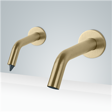 Fontana Milan Contemporary Style Brushed Gold Finish Wall Mount Dual Automatic Commercial Sensor Faucet And Soap Dispenser