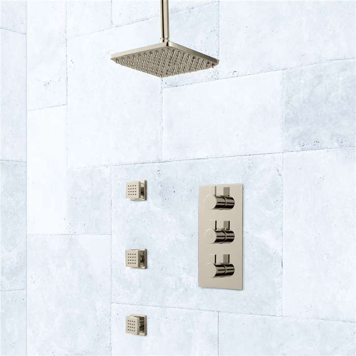 Fontana Moscow Thermostatic Shower System Ceiling Mount Rainfall Shower Head