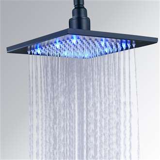 Fontana 12" Single color matte black Square LED Rain Shower Head