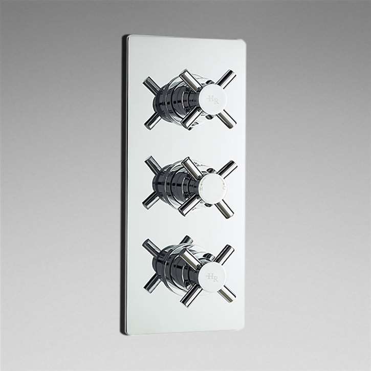 New 3 Outlet Concealed Thermostatic Triple Shower Faucet Valve Diverter