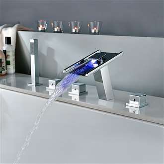 Fontana Waterfall LED Bathtub Faucet with Handheld Shower