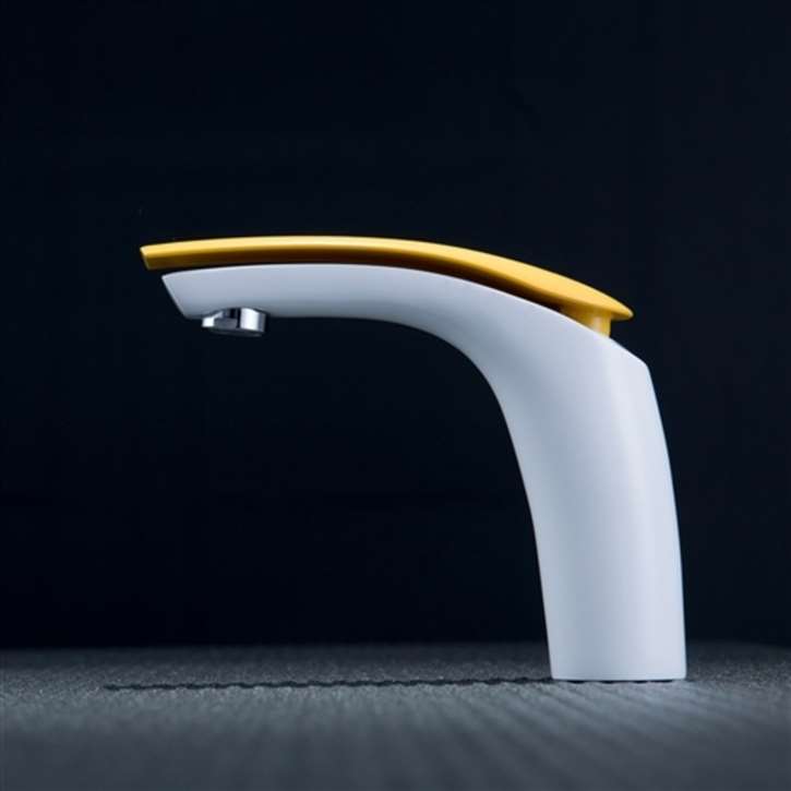 Leonardo SÃ¡rga Contemporary Bath Sink Faucet With Yellow Handle