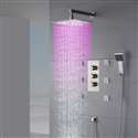 Trialo Brushed Nickel Color Changing LED Shower with Adjustable Body Jets and Mixer