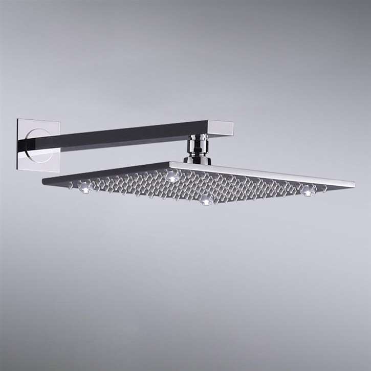 Solid Brass LED Rainfall Showerhead Square