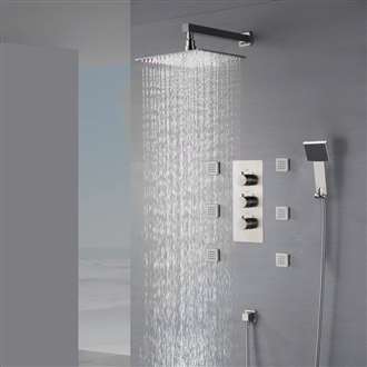 Trialo Brushed Nickel Shower with Adjustable Body Jets and Mixer