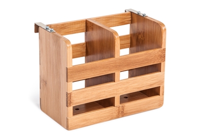 Bamboo Flatware Organizer Holder with Metal Clips by Trademark Innovations