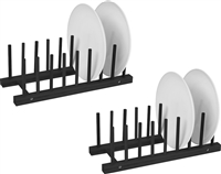 Plate Holder Black Finish For 8 Plates Made From Natural Bamboo Set of 2 by Trademark Innovations
