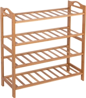 Shoe Rack 100% Natural Bamboo by Trademark Innovations (4 Shelves, Natural)