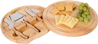 Bamboo Cheese Board Tools Set with Swivel Base By Trademark Innovations
