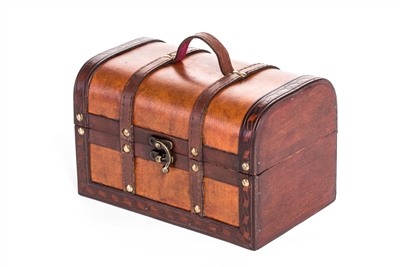 Small Wood Leather Decorative Chest By Trademark Innovations
