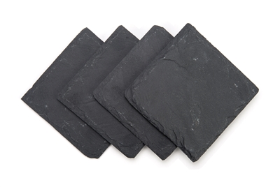 Square Slate Drink Coasters 4" x 4" Set of 4 by Trademark Innovations 