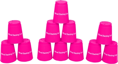 Quick Stack Cups Speed Training Sports Stacking Cups Set of 12 By Trademark Innovations (Pink)