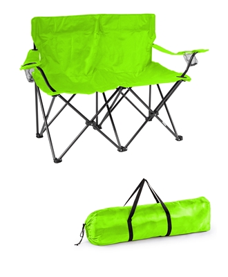 Loveseat Style Double Camp Chair with Steel Frame by Trademark Innovations (Light Green, 31.5"H)