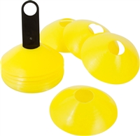 2" Plastic Disc Cone 24 Pack Yellow with Cone Carrier- Sports Training Gear