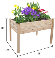 Raised Fir Wood Garden Planter 48"L x 34"W x 30"H Tool Free Assembly By Trademark Innovations