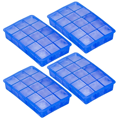 15 Cube Ice Cube Tray Makes Perfect Cubes in Freezer (4 Trays)