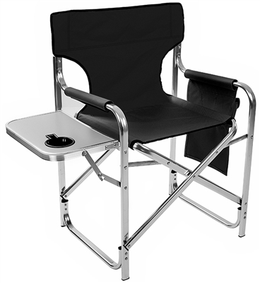 Aluminum Canvas Folding Director's Chair with Side Table by Trademark Innovations (Black, 31.5"H)