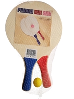 Paddle Ball Beach Ball Game Wooden Set of 2 Paddles (Blue Red) Ball